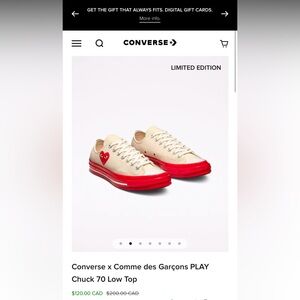 Converse x Comme des Garçons PLAY Chuck 70 Low Top